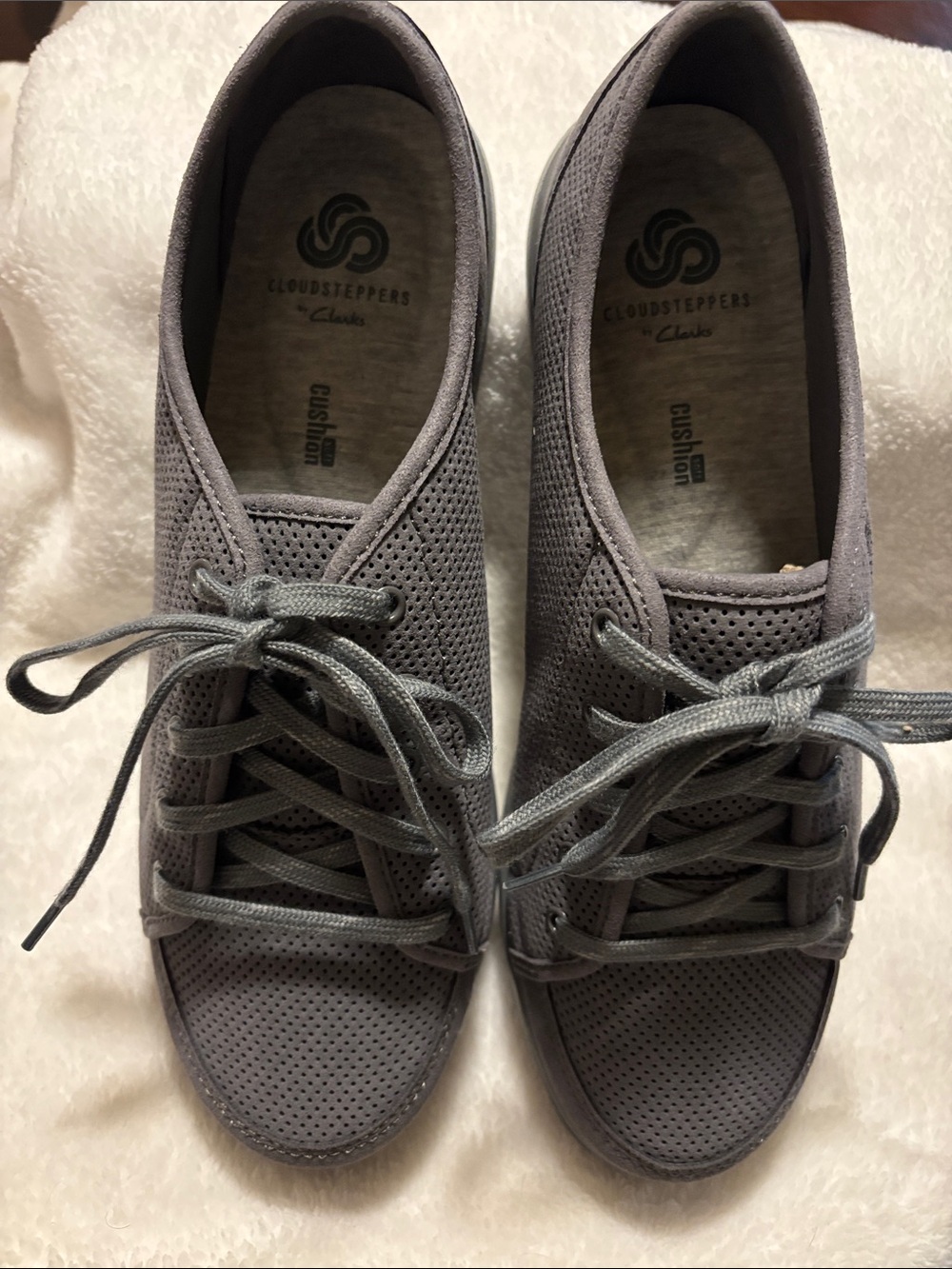 Cloudsteppers by Clarks Grey Perforated Lace-Up Sneakers